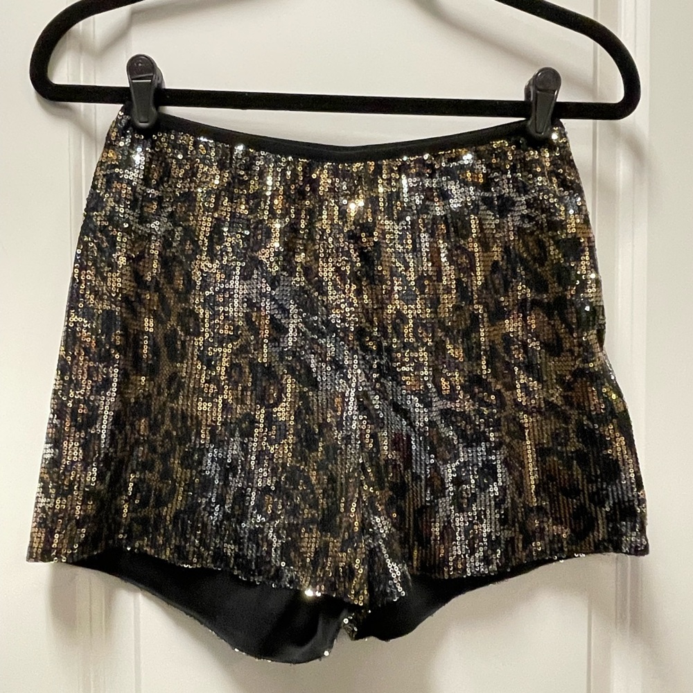 Animal print sequin shorts, size medium
